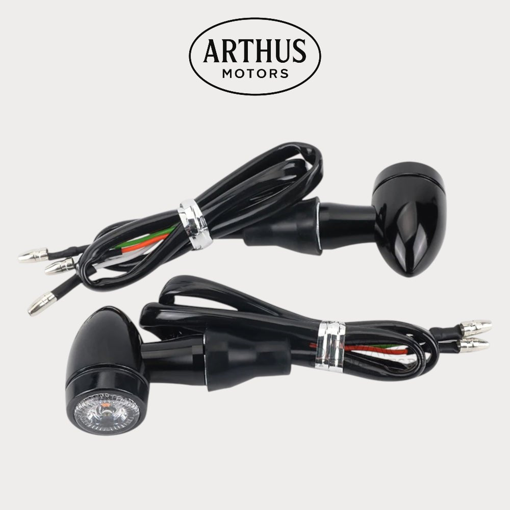 Clignotants LED moto rétro. 3 en 1 forme obus. – moto Universel personnalisée Arthus Motors