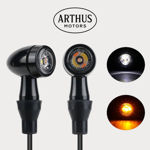 Clignotants LED moto rétro. 3 en 1 forme obus. – moto Universel personnalisée Arthus Motors