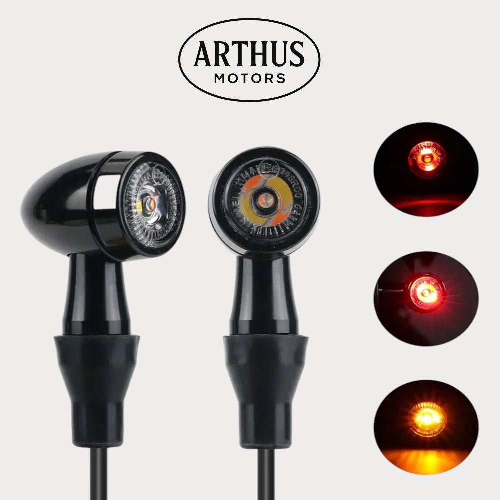 Clignotant LED moto rétro. 3 en 1 forme obus.