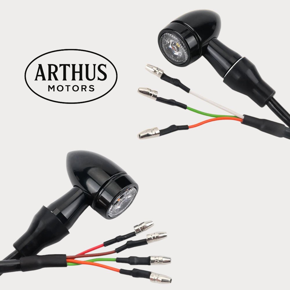 Clignotant LED moto rétro. 3 en 1 forme obus. – moto Universel personnalisée Arthus Motors
