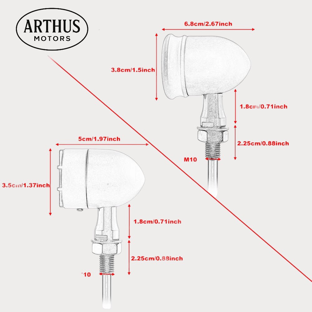 Gros clignotants moto - ø3,5cm - Scrambler et bobber – moto Universel personnalisée Arthus Motors