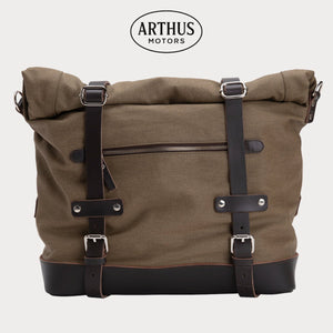 Sacoche latérale moto en toile Beige Safari 25 L – Click - Fix verrouillable à clé. – moto Universel personnalisée Arthus Motors